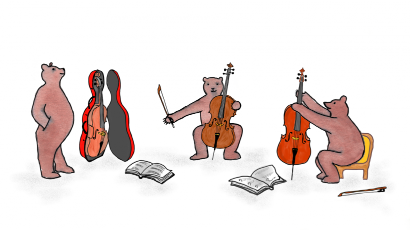 drei Bären mit Cello